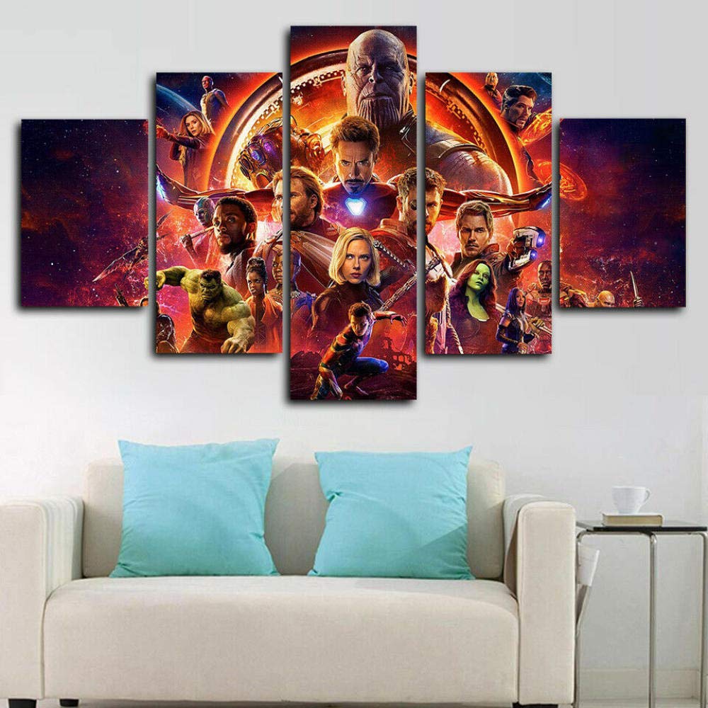 Gmoope Quadro 5 Pezzi Stampa su Tela Stampe da Parete Locandina del Film Endgame HD Poster Stampato Dipinto Modern Home Decorazione Pronto da Appendere