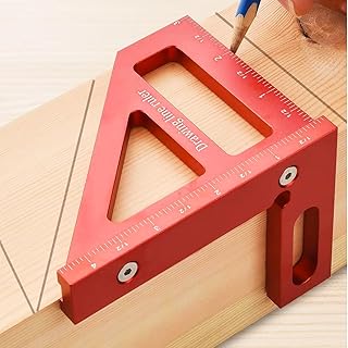 Carpentry Triangle Ruler for Woodworking Projects Angle Measuring Tool with Inch Scale Renovation Professionals 1 Pcs(Red)