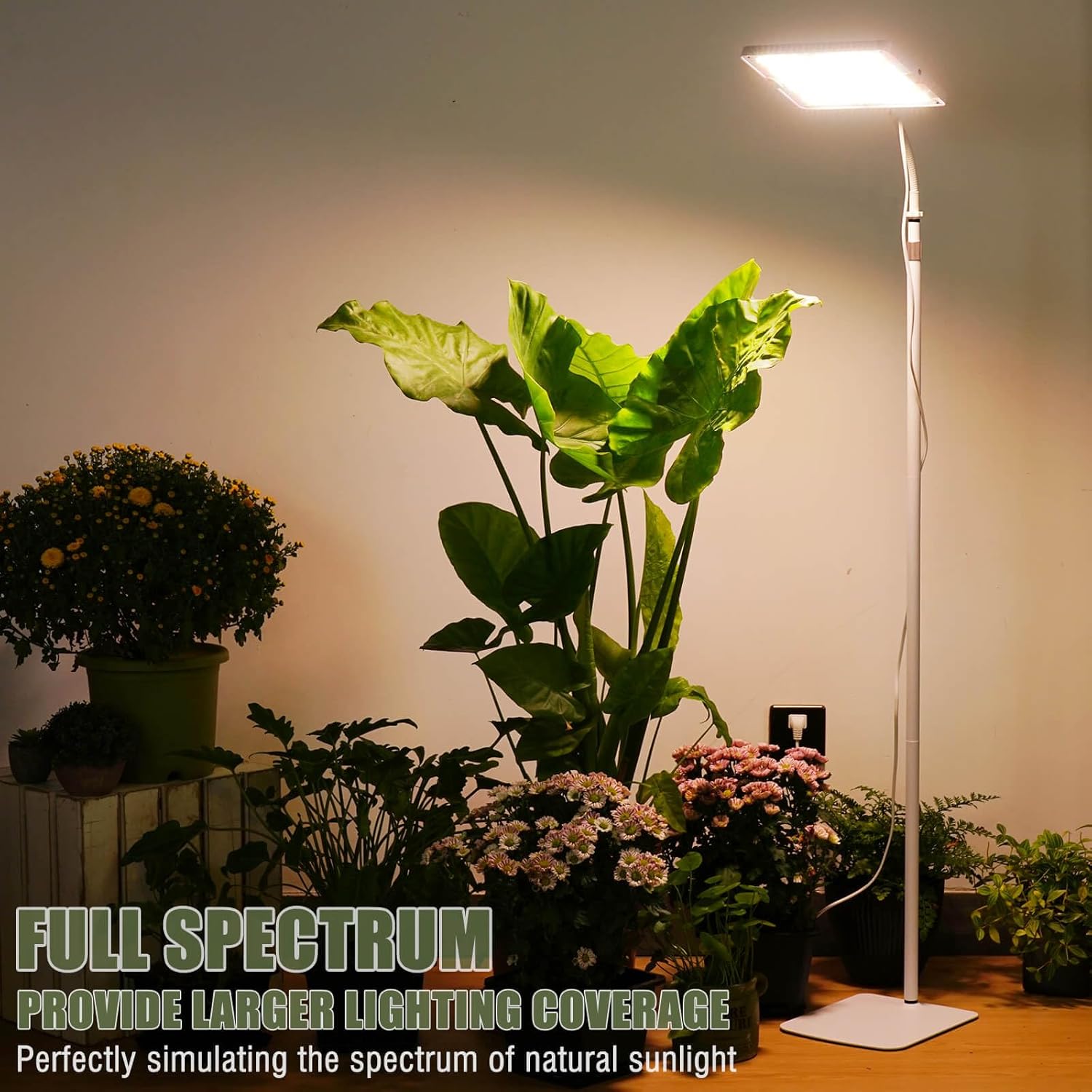 LED Grow Lights for Indoor Plants with Stand for Floor and Tabletop , Full Spectrum plant lights for indoor growing with Timer 4H/8H/12H, Plant light with 3 Lighting Mode & 10 Dimmable Brightness.