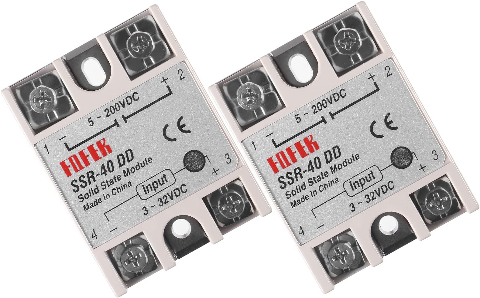 Alinan 2pcs SSR-40DD Solid State Relay DC to DC Input 3-32VDC Output 5-200VDC Single Phase Solid State Relay