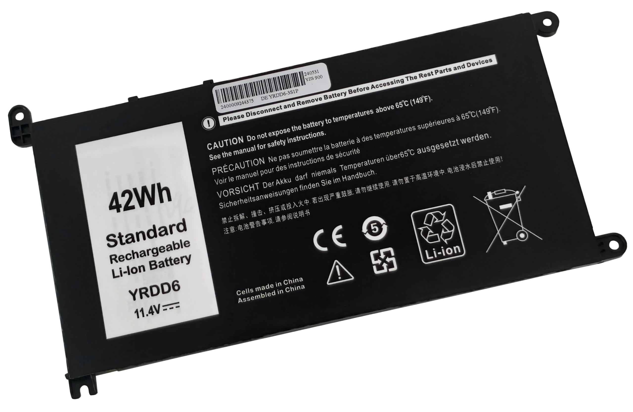 YRDD6 pour Dell Inspiron 5481 5583 3584 3781 Vostro 5481 5581 3583 5590 5490 3500 Latitude 3500, Compatible avec 1VX1H VM732 FDRHM WJPC4, 42Wh