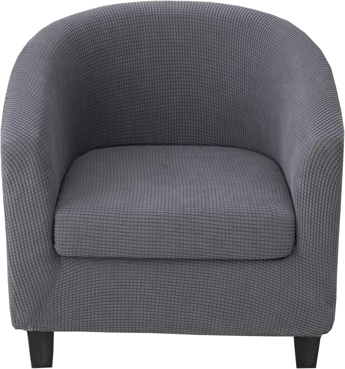 CRFATOP Club Chair Slipcover with Cushion Cover Jacquard 2 Piece Tub Chair Covers Armchair Covers Soft Washable Round Barrel Chair Covers Couch Covers for Bar Counter Living Room,Dark Grey
