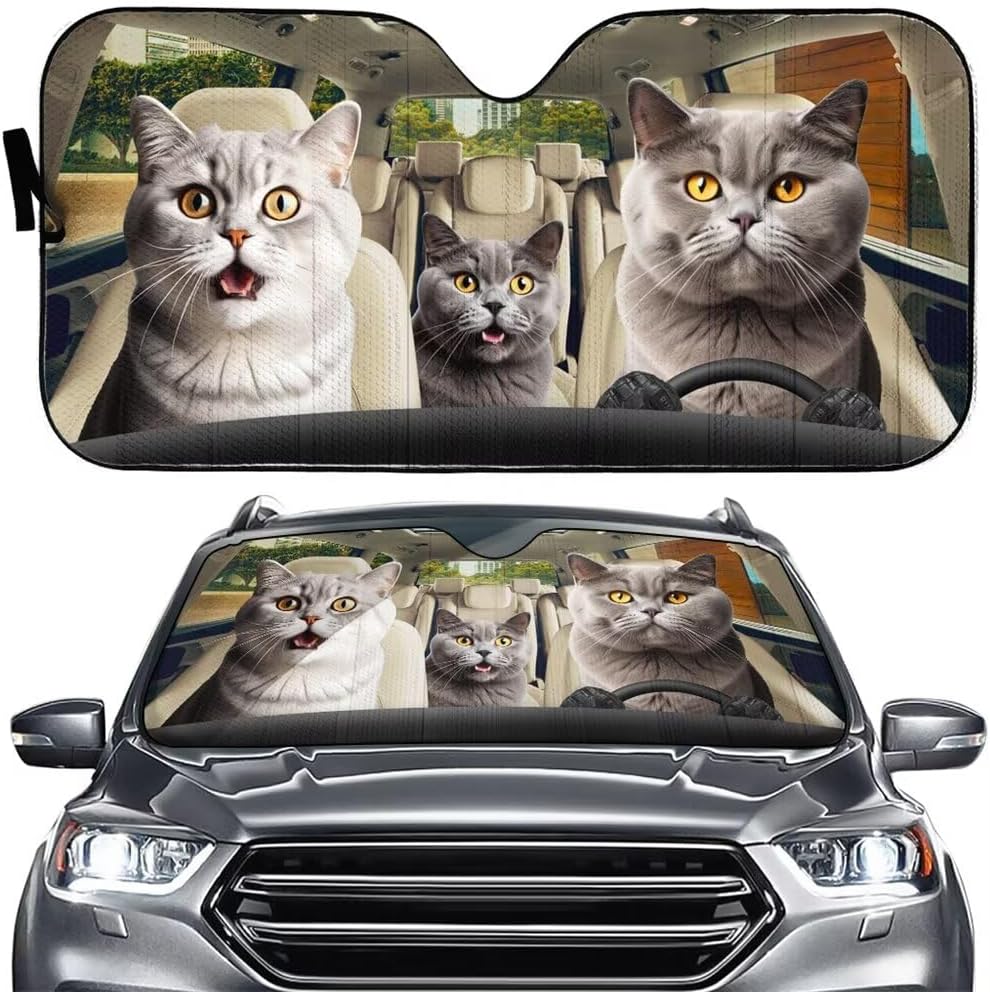 Generic Bengal Cat Car Sun Shade Foldable Reflective Sun Visor,Pet Automotive Windshield Sunshades,UV Rays & Sun Heat Front Window Sun Protector for Car Decoration,Keep Your Vehicle Cool