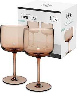 Villeroy & Boch Juego De Copas De Vino Like Clay, Set 2 Piezas, Vidrio Coloreado Marrón, Capacidad 270Ml