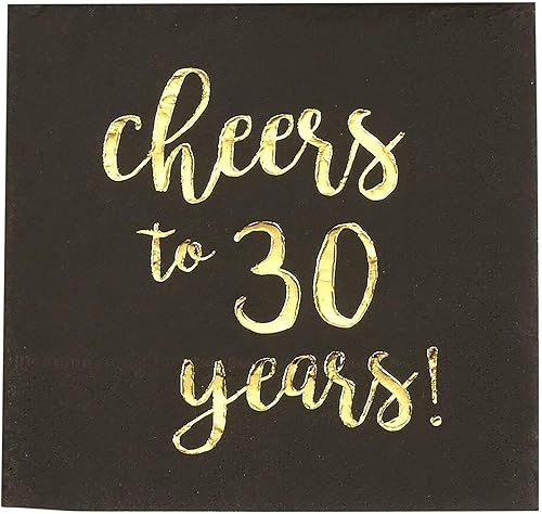 Miniatura 5 de BLUE PANDA Paquete de 50 servilletas de cóctel con texto en inglés Cheers to 30 años para decoraciones de cumpleaños de 30 años, suministros de