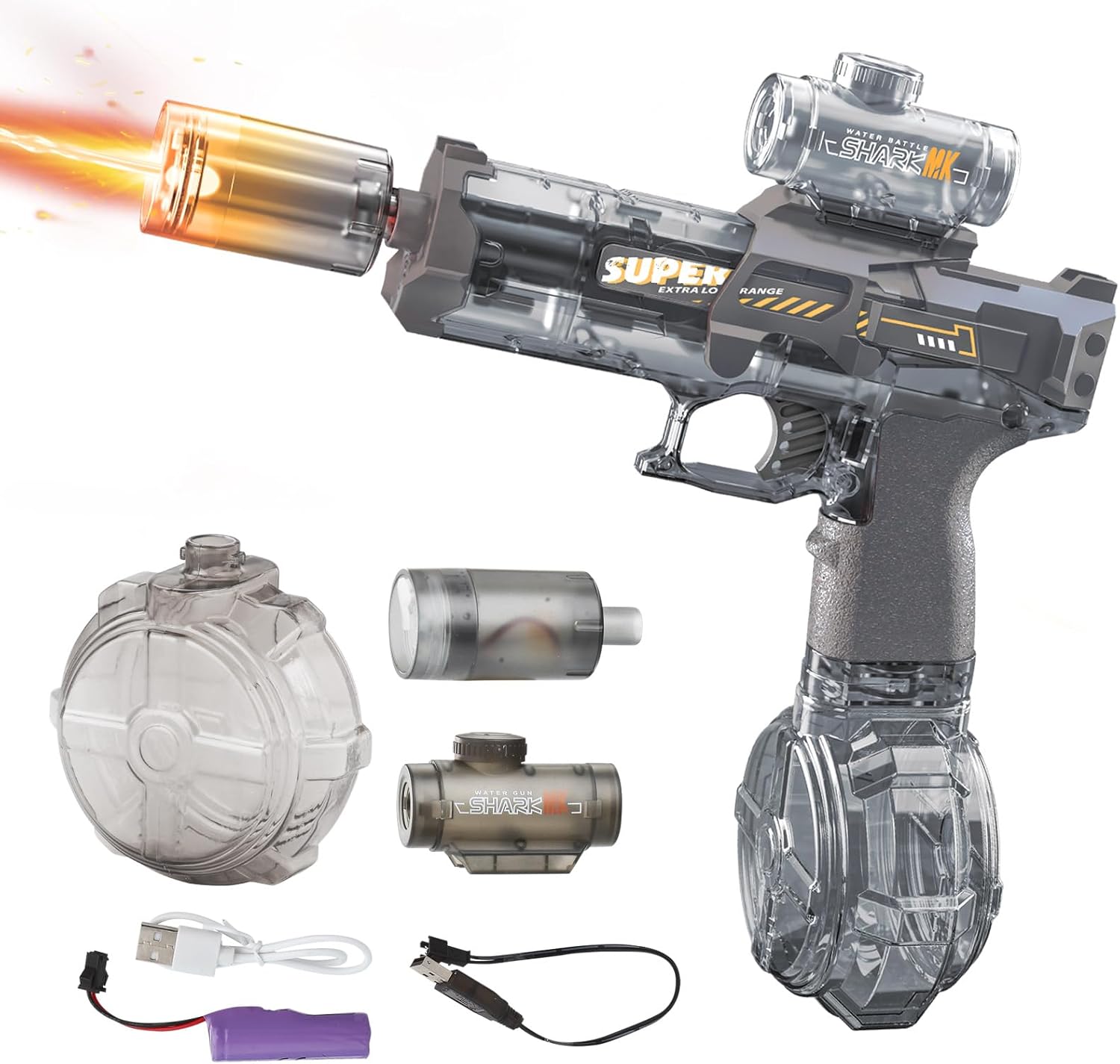 Clearance Deal! Electric Water Gun | PhotonSplash – Futuristic Gift for Boys, Rechargeable Battery & High-Capacity Soaker – Great for Kids & Adults (Gray)