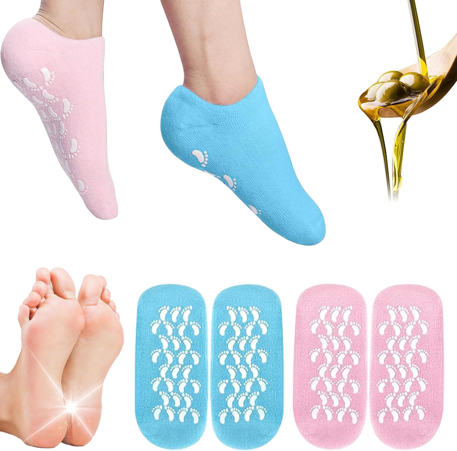 Premium Silicone Heel Repair Socks for Women & Men – Spa Moisturizing Gel Socks with Vitamin E for Cracked Heels & Foot Hydration (1 Pair)