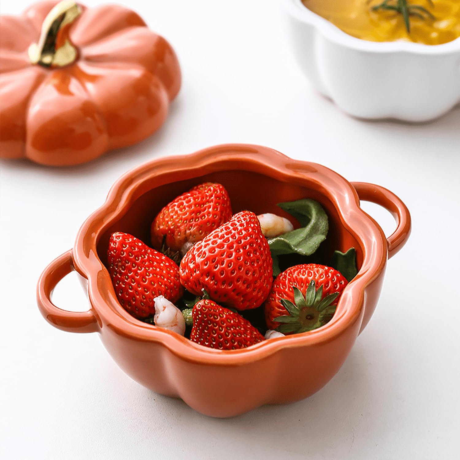 garnek ceramiczny, Śliczna miska dyniowa z pokrywką(Red)