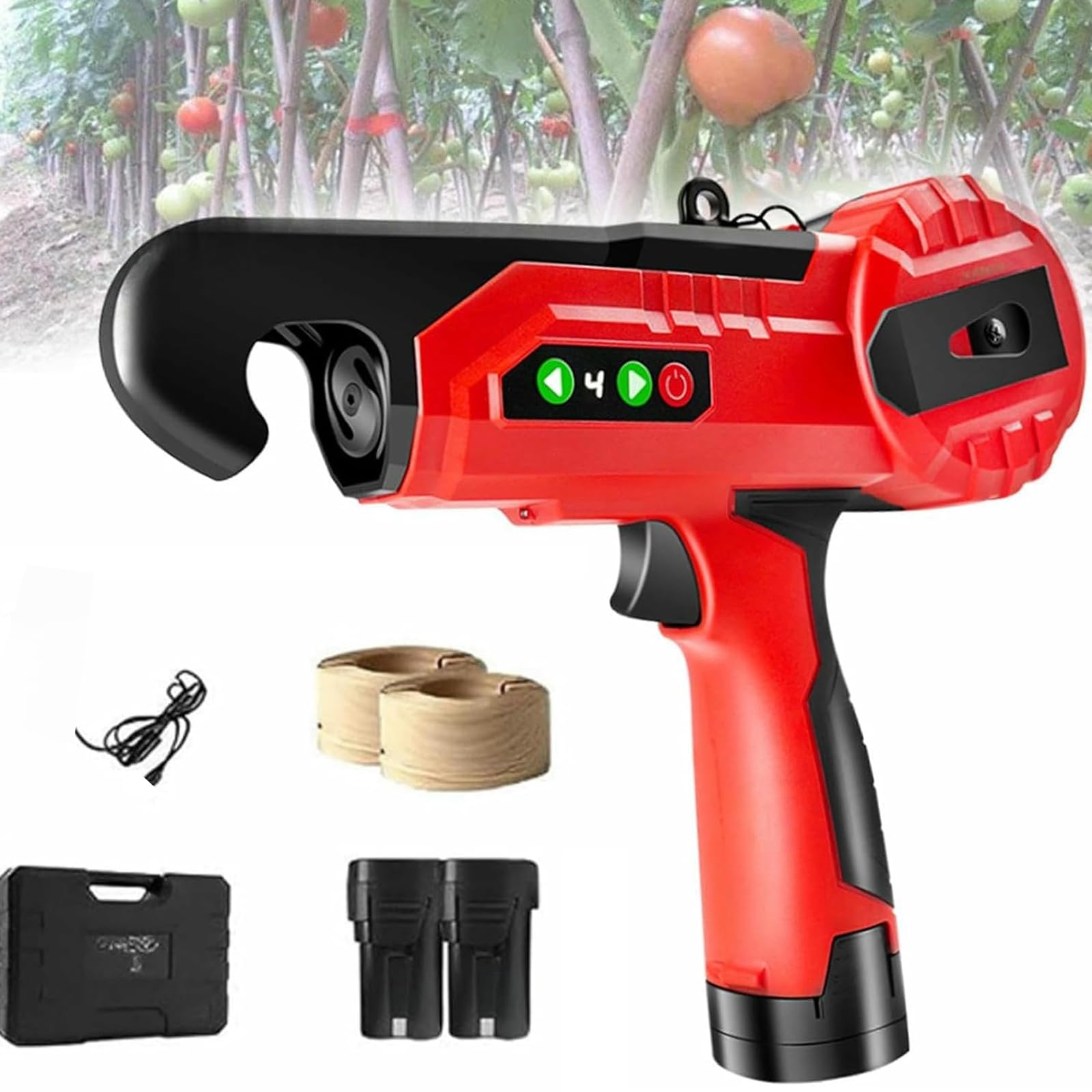 Herramienta eléctrica de cinta de viñedo, máquina de atar plantas, ajuste de 4 engranajes, herramienta de atado de jardín para tomates, pepinos, frutas, verduras, herramientas de injerto