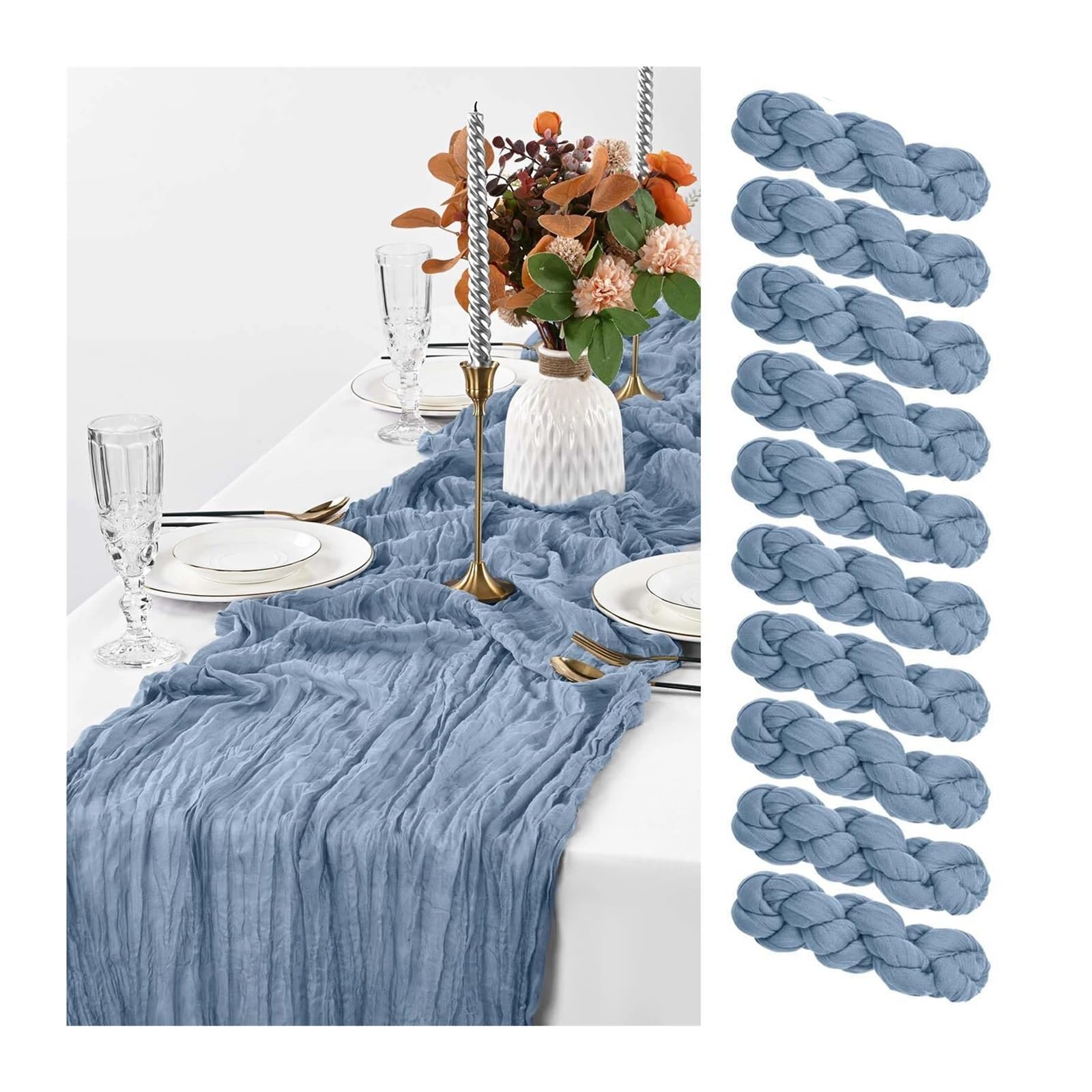 Servilletas de Mesa de algodón, Camino de Gasa de estopilla, Multicolor, 10 Piezas, Varios tamaños