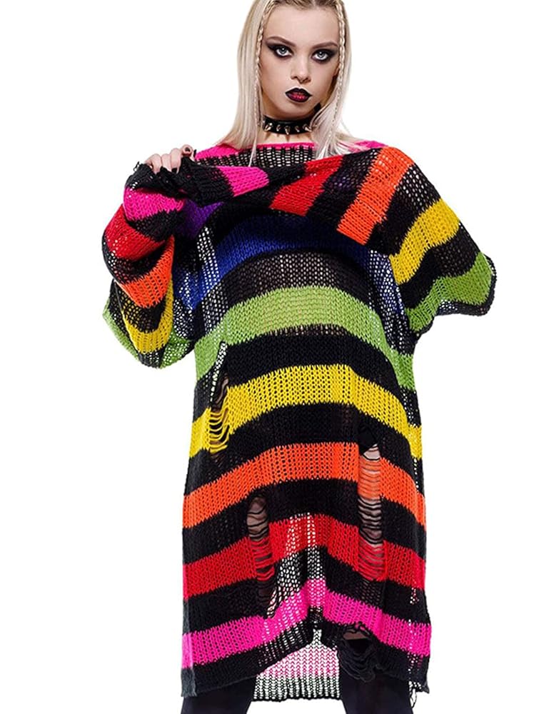 Übergroßer Gothic Pullover Mit Halloween-Muster - Langarm Damen Winter