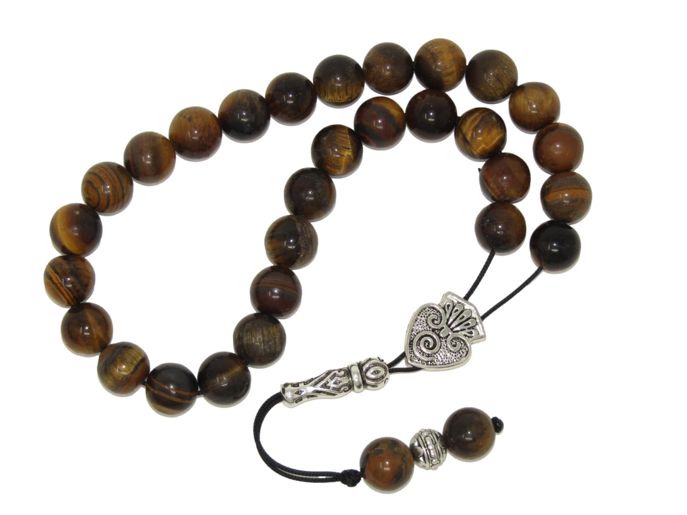 W14 10mm Tiger Eye Gemstone Loose String Greek Komboloi Prayer Beads Worry Beads Handmade Design by Jeannieparnell
