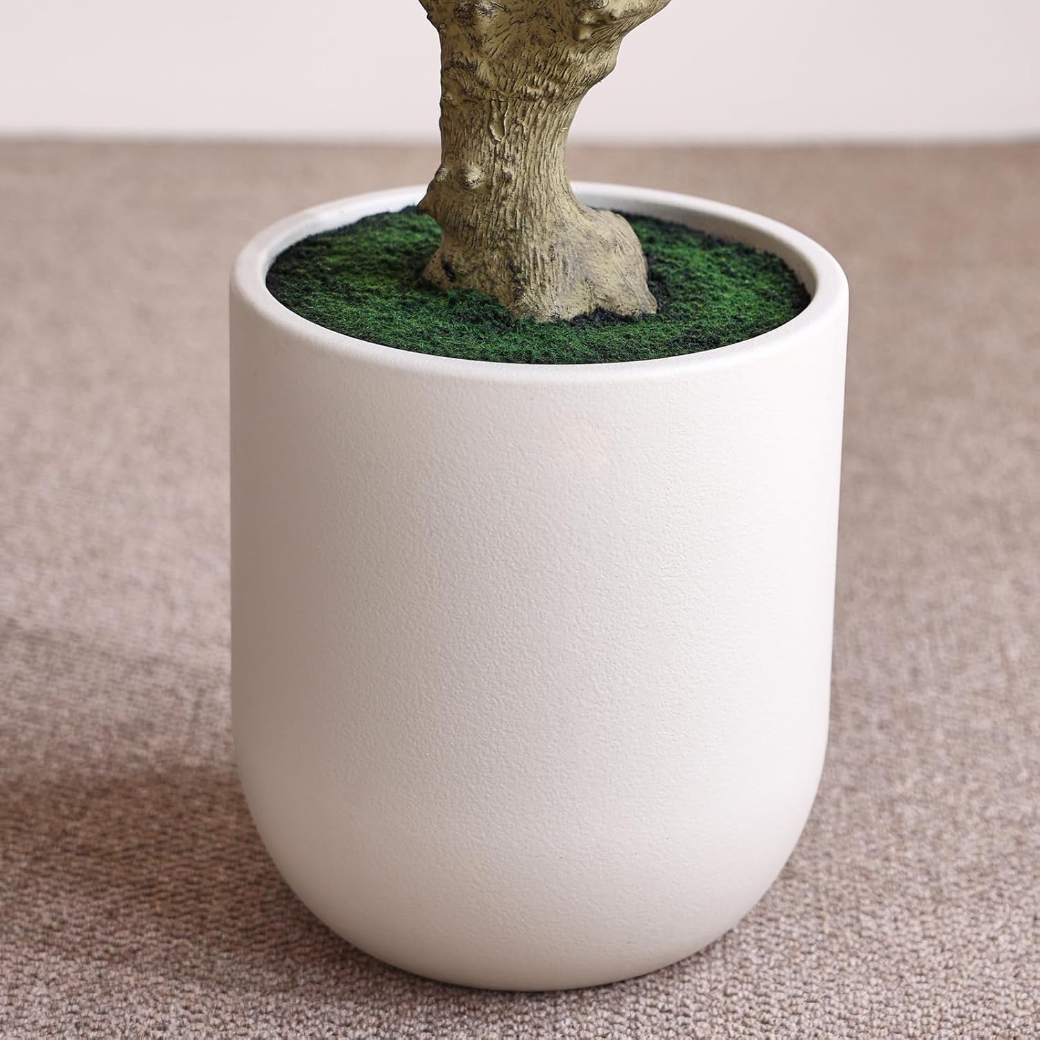 Olive Tree Artificial Indoor, 8FT Tall Faux Olive Tree with 11.5in White Cylinder Round Planter, Artificial Plants with Natural Wood Trunk and Lifelike Leaves for Home Office Decor - Image 7