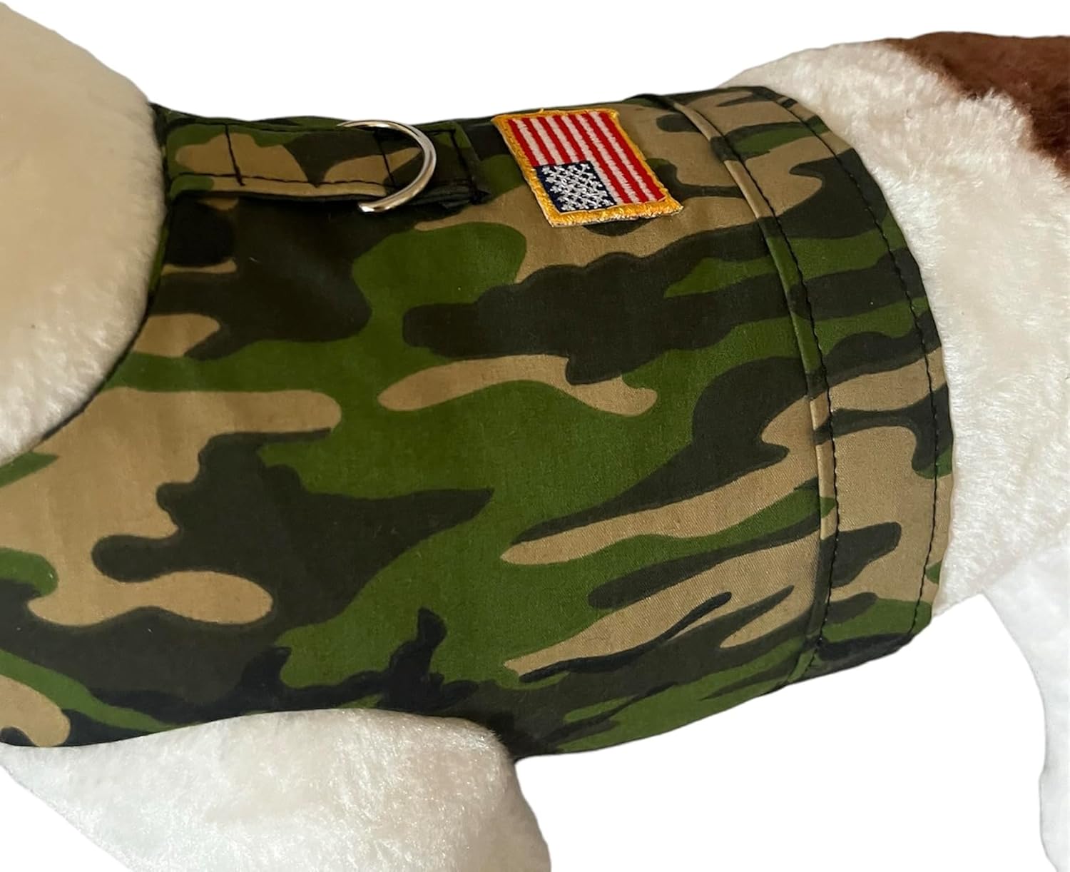 Camouflage Dog Shirt/Harness with American Flag. Handmade. Size Chart in Description