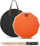 12 Inches Drum Pad and 5A Drum Sticks, Double Sided Snare Drum Practice Pad for Drummers, Silent Practice Drum Pad with Storage Bag - Gray