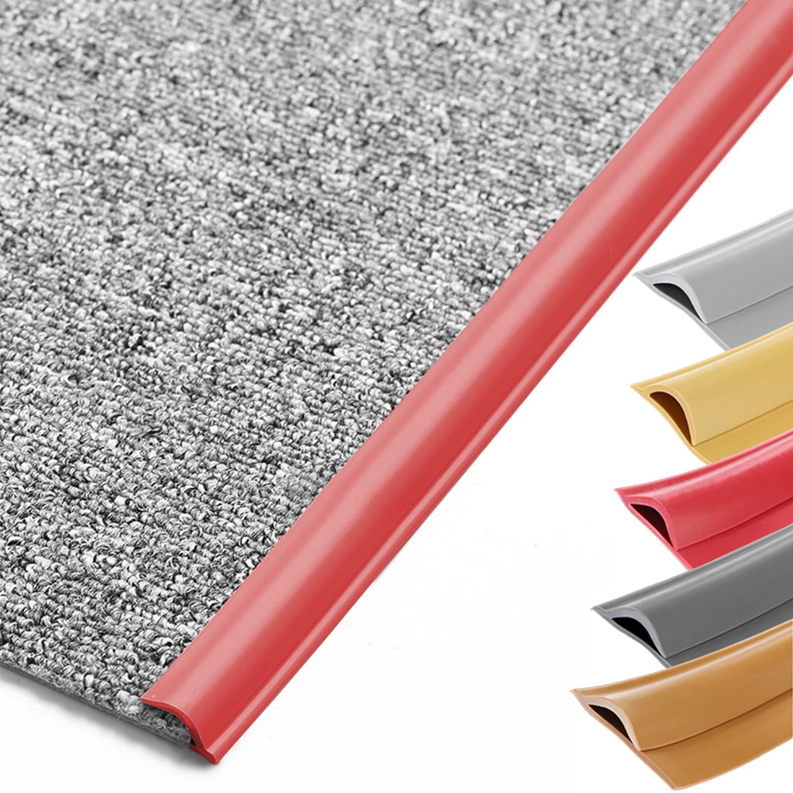 Carpet Edging Trim Strip Self Adhesive, PVC Floor Transition Strip for Wood to Carpet, Edge Safety Protector, Home Office School Shop (Color : Red, Size : Length 450cm (14.8ft))