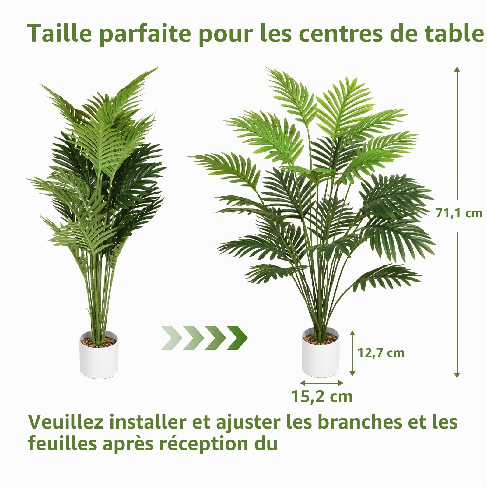 Grand palmier artificiel en pot - 71,1 cm - Pour extérieur, intérieur, maison, jardin, bureau