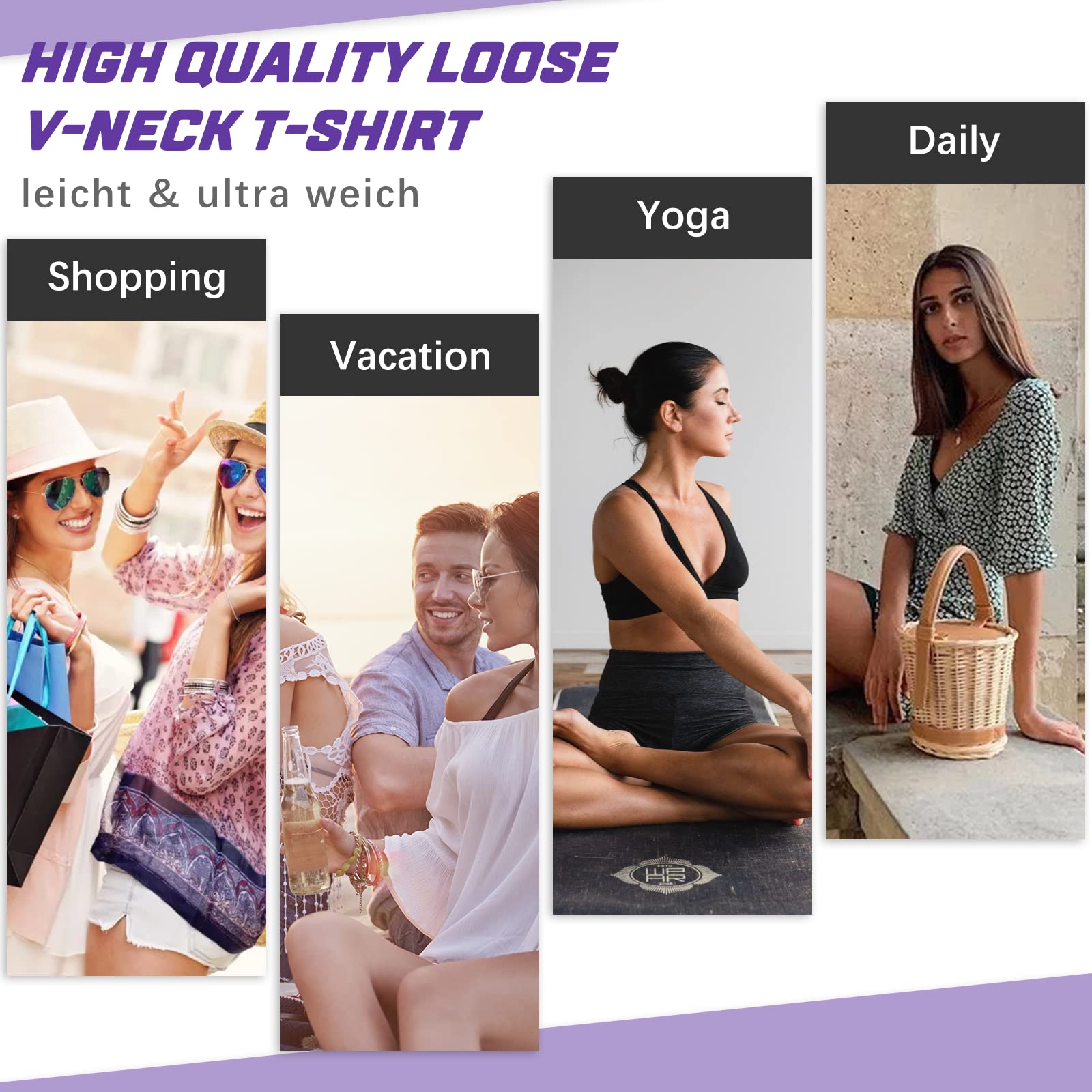 T Shirt Donna Estive con Scollo a V e Balze Manica Corta Magliette Donna Elegante Rilassato Bluse e Camicie da Donna