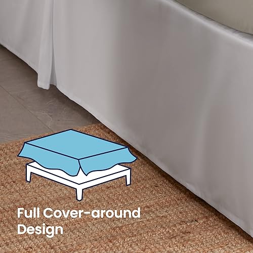 Miniatura 3 de SLEEP ZONE Faldas de cama plisadas envolventes tamaño Queen, falda de cama a medida de 15 pulgadas, de fácil ajuste, antiestática, sin arrugas y