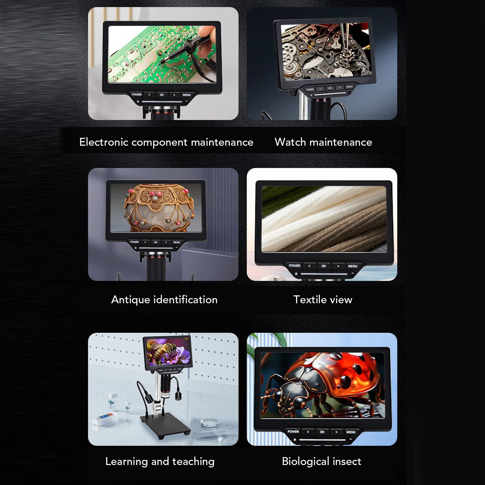 Hidyliu Microscopio Electrónico Digital 1080P HD Versátil para Reparación y Soldadura de Teléfonos Móviles con Multímetro Incorporado