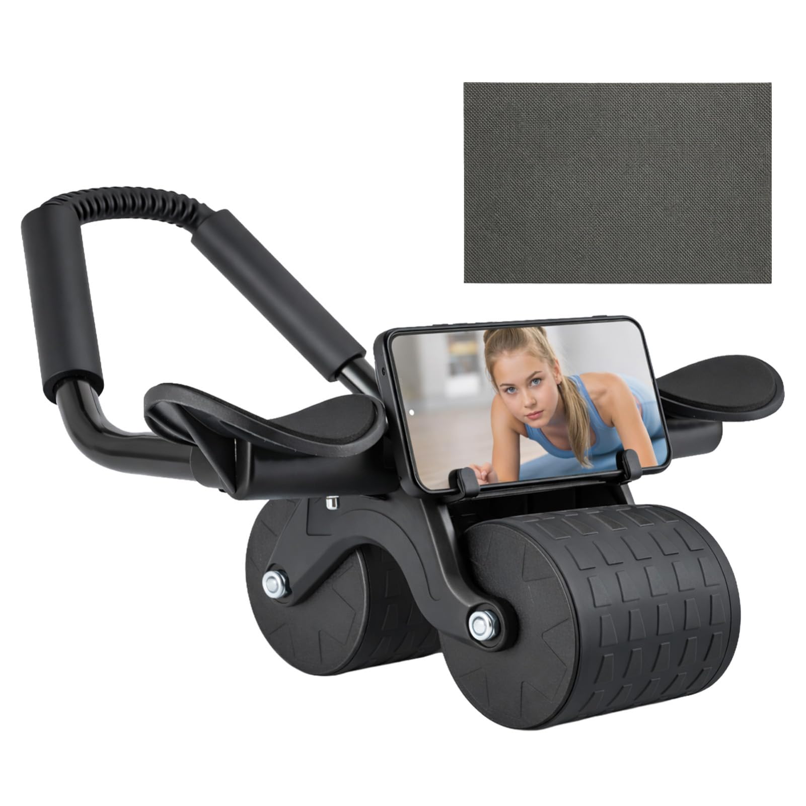 M.J COMFY-LIFE Automatic Rebound Ab Roller Wheel with Elbow Support Abdominal Trainer Dual-Wide Wheel Core Strength Exercise Equipment for Home Gym Men Women Beginners Workout