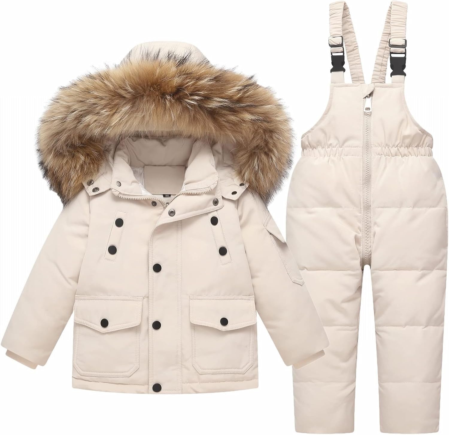 Toddler Winter Down Coats Snowsuit Outerwear Boys Girls Insulated Hooded Jacket Snow Pants Ski Bib Pants 2 Piece Set