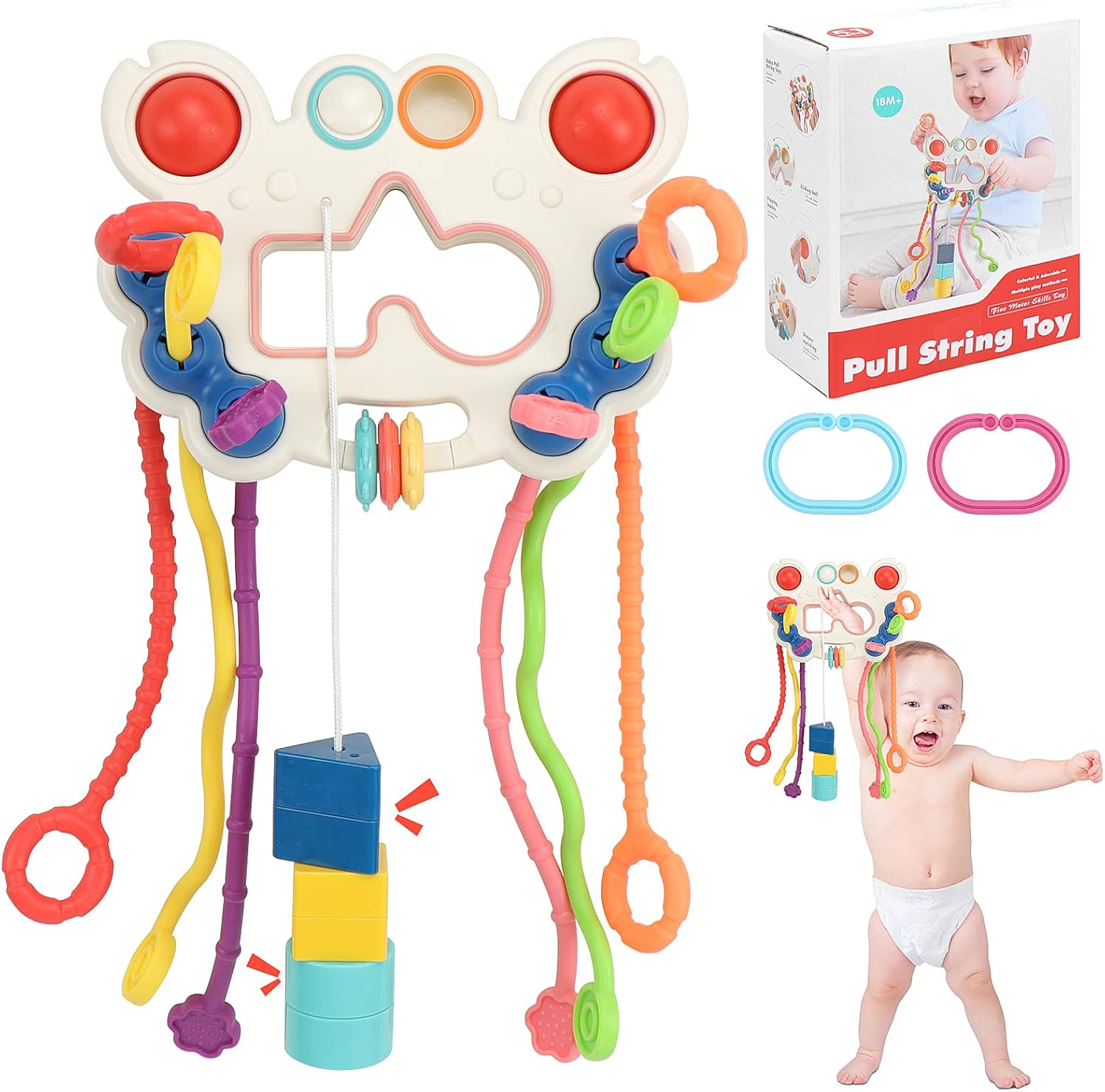 Homgaty Montessori Toys for 1 Year Old, Pull String Activity Toy for