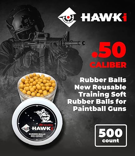 Miniatura 23 de Hawki - Pelotas de goma reutilizables de 0.50 o .43 cali, bolas de goma suave, menos letales para pistolas de paintball negro x 100