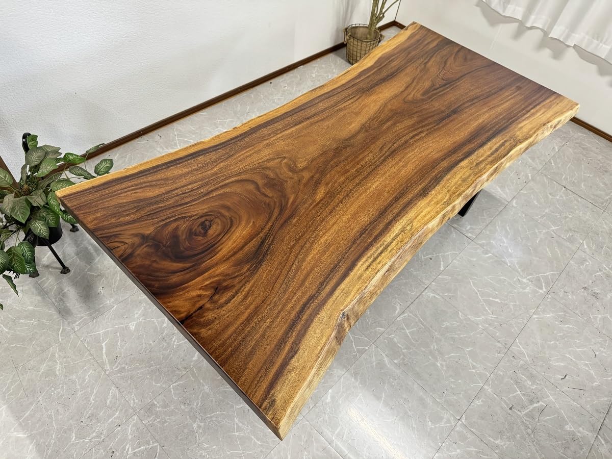 Amazon｜【開梱設置無料】無垢 一枚板テーブル 幅200cm 天厚55mm 一点