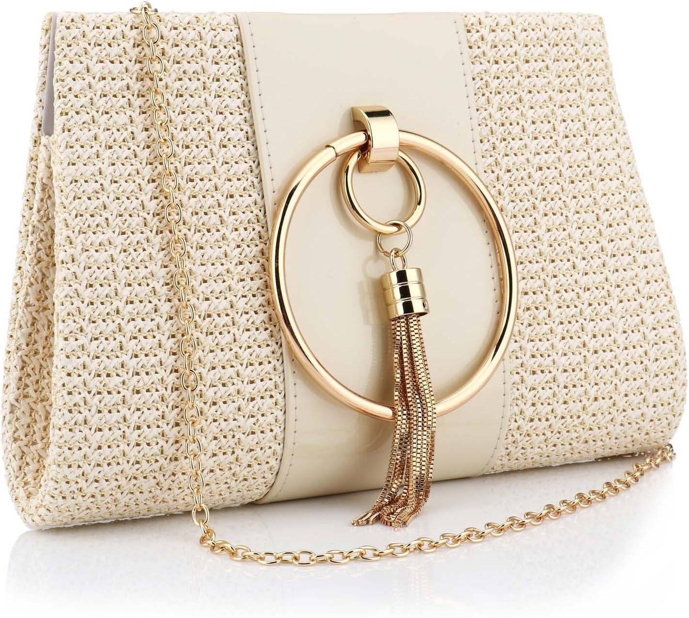 YYW Summer Beach Straw Evening Bag,Straw Clutch Purse Straw Handbag Shoulder Bag Top-handle Bag