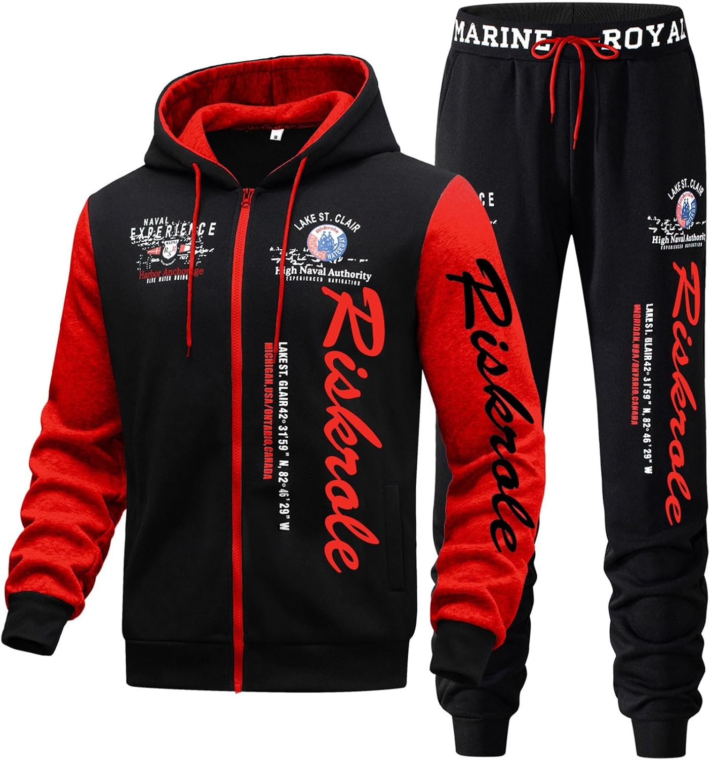 Men’s Hoodie Tracksuit Set 2 Pieces Casual Athletic Warm Sweatsuits Zip up Outfits - Image 3