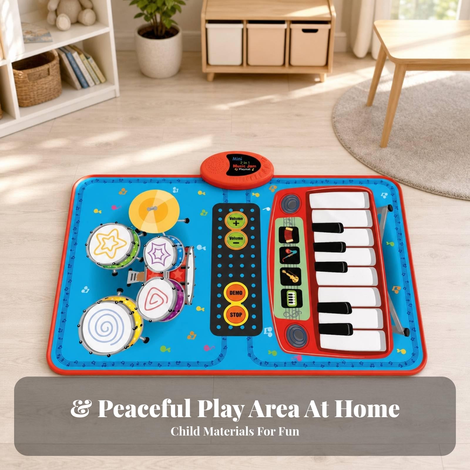Tappetino Musicale con Strumenti Sicuro | Interattivo, Tappeto Musicale con Bacchette, Sensoriale, per Cameretta, Asilo, Neonati
