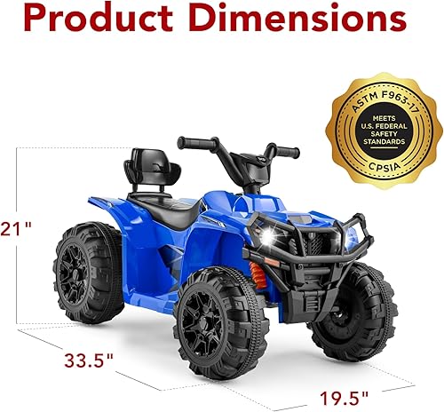 Miniatura 7 de Best Choice Products ATV eléctrico de 12 V para niños, 4 ruedas con audio Bluetooth, velocidad máxima de 2.4 mph, neumáticos con pisadas, faros LED,