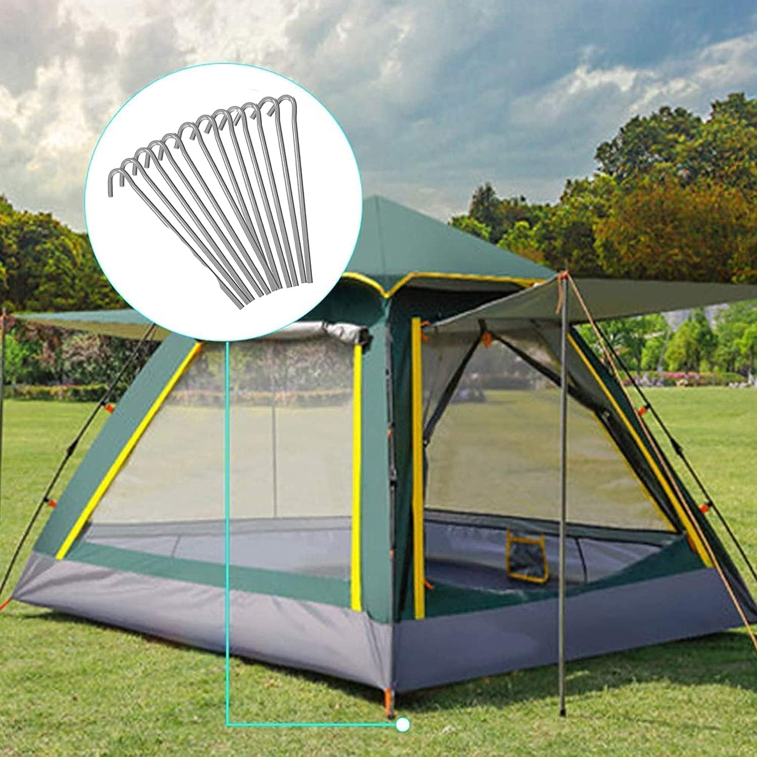 50-Pack Galvanised Tent Pegs - 9" Heavy-Duty Metal Pegs for Camping Strong Steel Rust-Free Tent Hooks for Hard Ground - Image 5