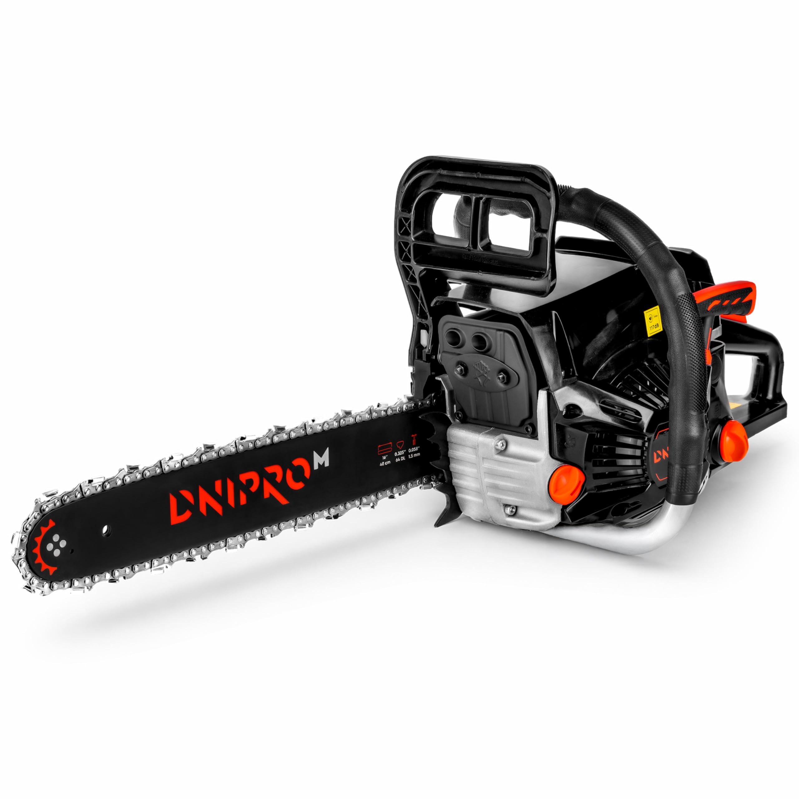 Motosega a Scoppio 45cc, Motore 2 Tempi 1.8 kW (2.4 HP), Barra Professionale 40cm (16"), Sistema Easy Start, Antivibrazione, Sega per Taglio Legna - DSG-45H
