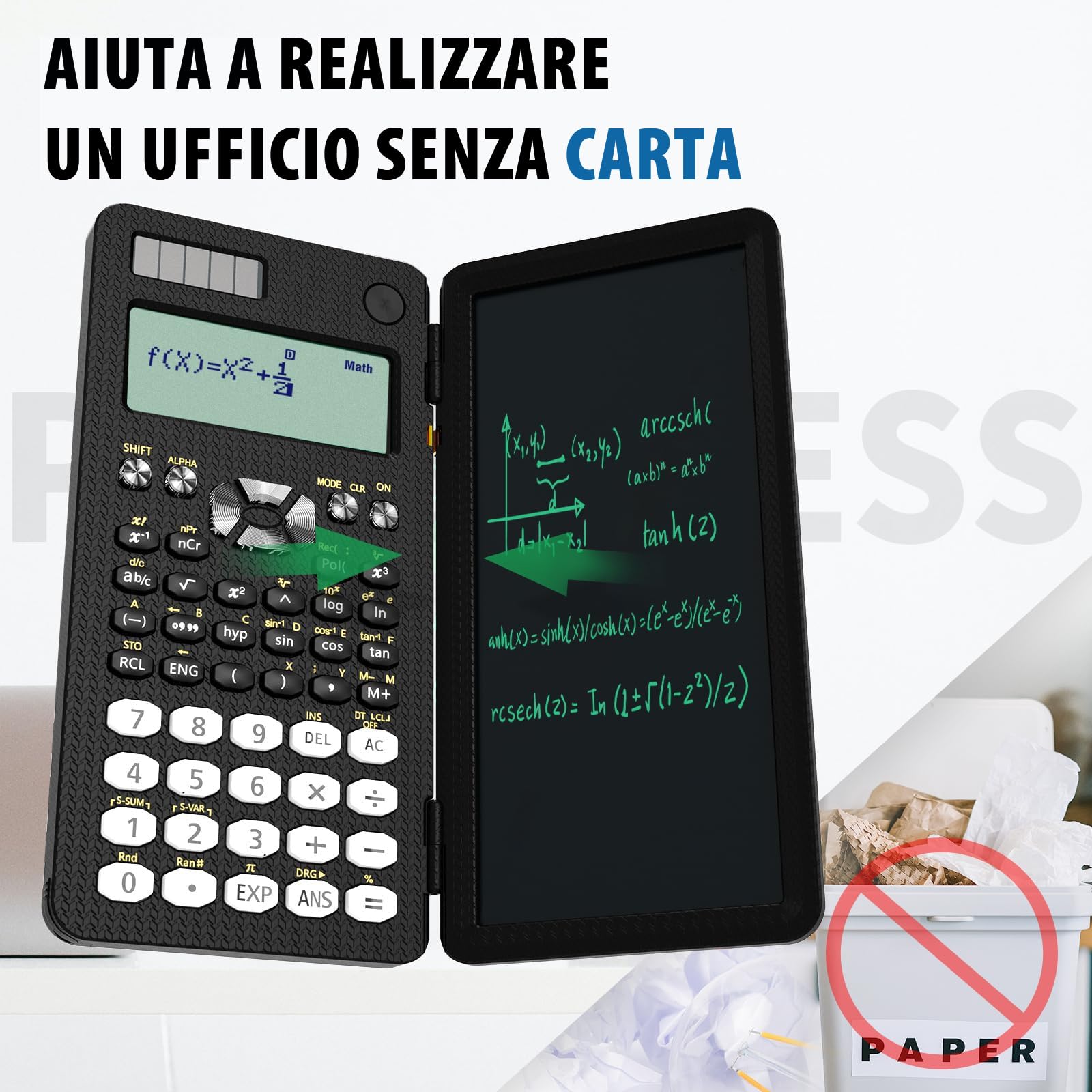 Calcolatrice Scientifica ROATEE Con Blocco Note | 240 Funzioni | Display A 2 Righe | Alimentazione Solare E A Batteria - Foto 7