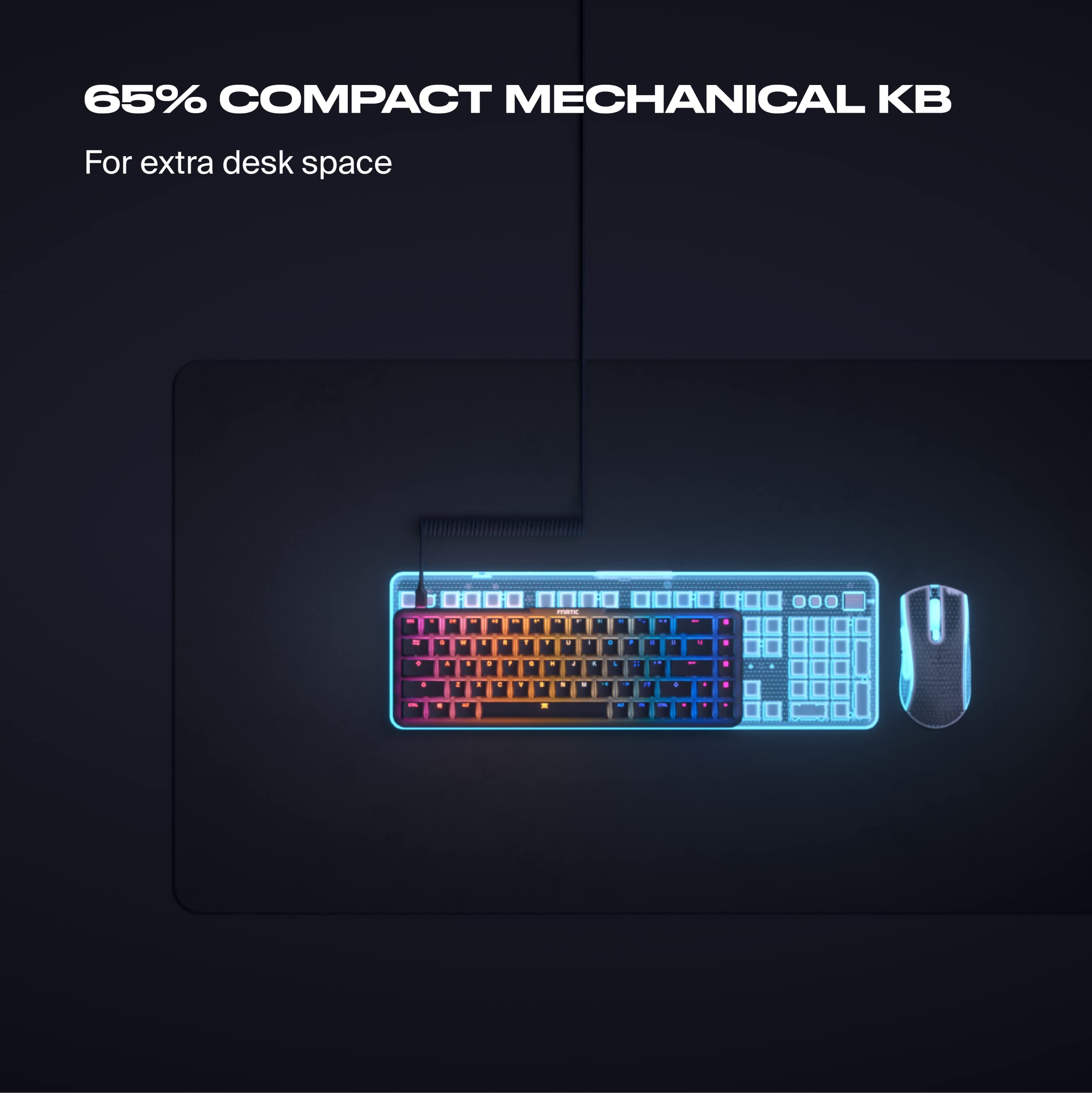 FNATIC STREAK65 LP Nera | Tastiera meccanica da gioco a basso profilo, Copritasti PBT Doubleshot Speed Switch Fnatic, Layout 65% (60 65 percento) Tastiera eSports RGB compatta (ISO, QWERTY)