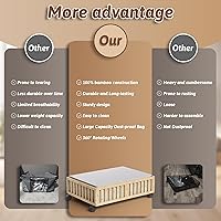 Vista 4 de Bamboo Under Bed Storage Containers with Wheels, 2 Pack Under the Bed Shoe Storage Bins, Wood Rolling Underbed Drawers with Bag Organizer for
