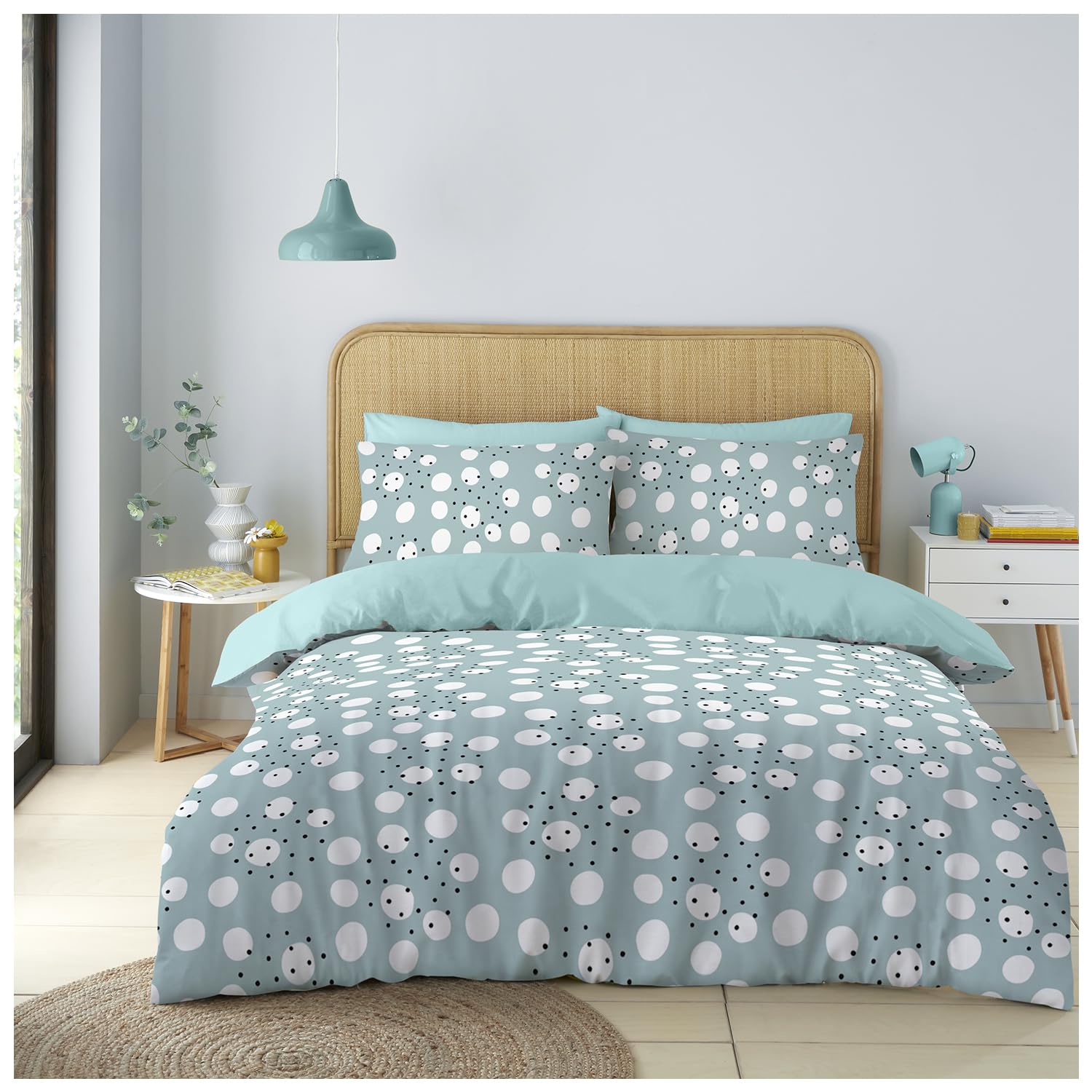 GC GAVENO CAVAILIA King Size Duvet Cover Sets - Polka Dot Bedding & Linen (230x220 cm) - Breathable Soft Quilt Cover - Microfiber Bed Covers