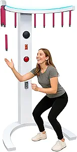 CAMINI Hand-Eye Reflex Arcade Game Machine, Coin Operated Catching Stick Arcade for Party, Family, Events & Business, Adjustable Speed Reaction Training Game for Kids & Adults (White)