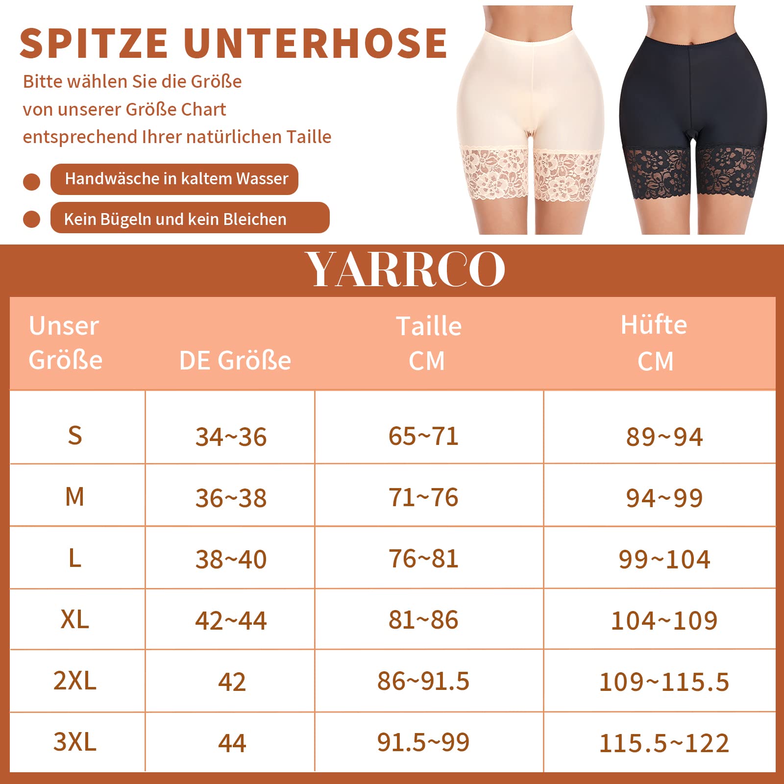 YARRCO Lace Anti Chafing Shorts for Women Seamless Slip Shorts for Under Dresses Boyshorts Safety Shorts Underwear