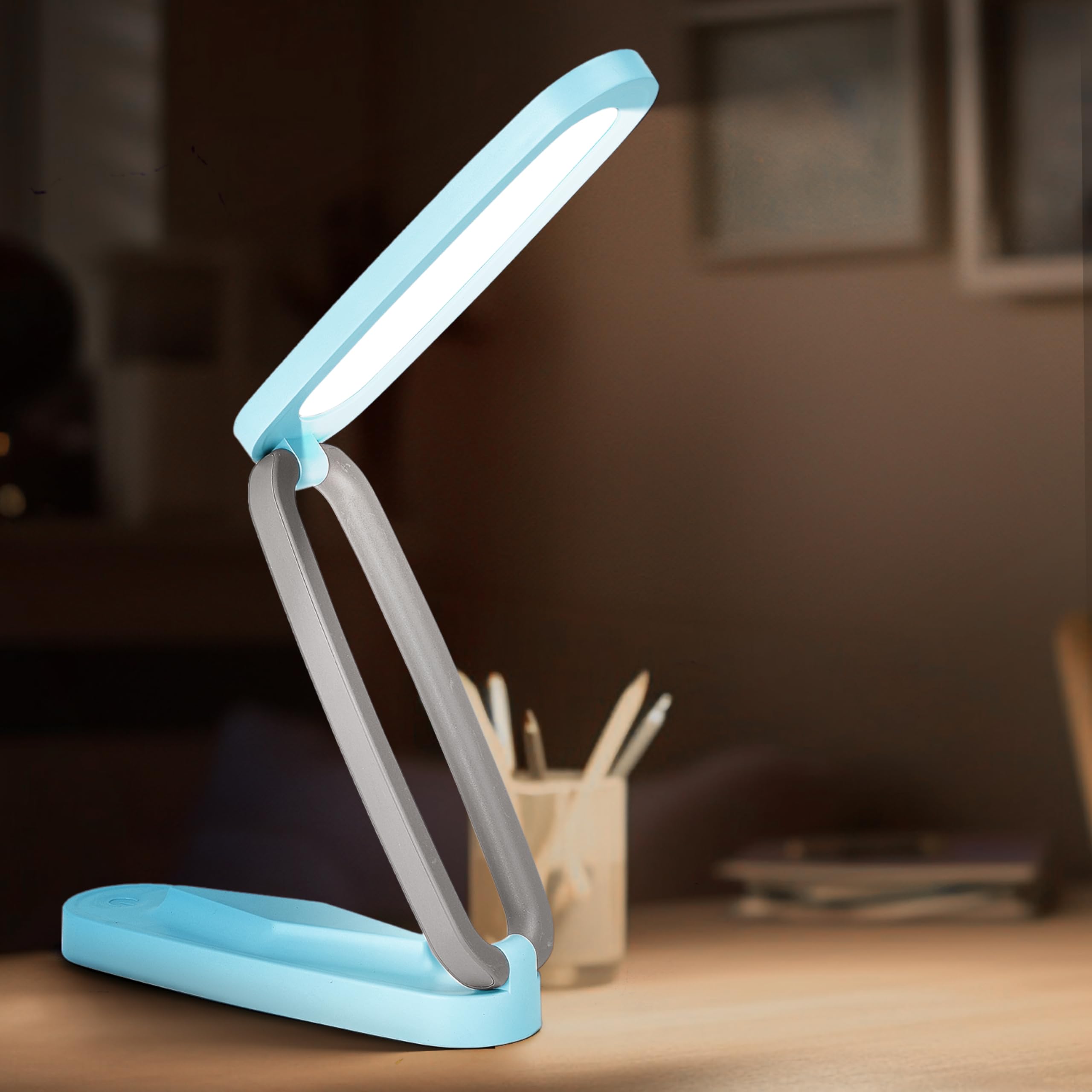 BrynnbergFoldable Desk Lamp - Sensitive Touch Lamp with Color and Brightness Control - Desk LED Lamp - Flexible, Compact and Stylish Blue Lamp for Your Desk or Workspace - Portable Table Lamp - 7inch