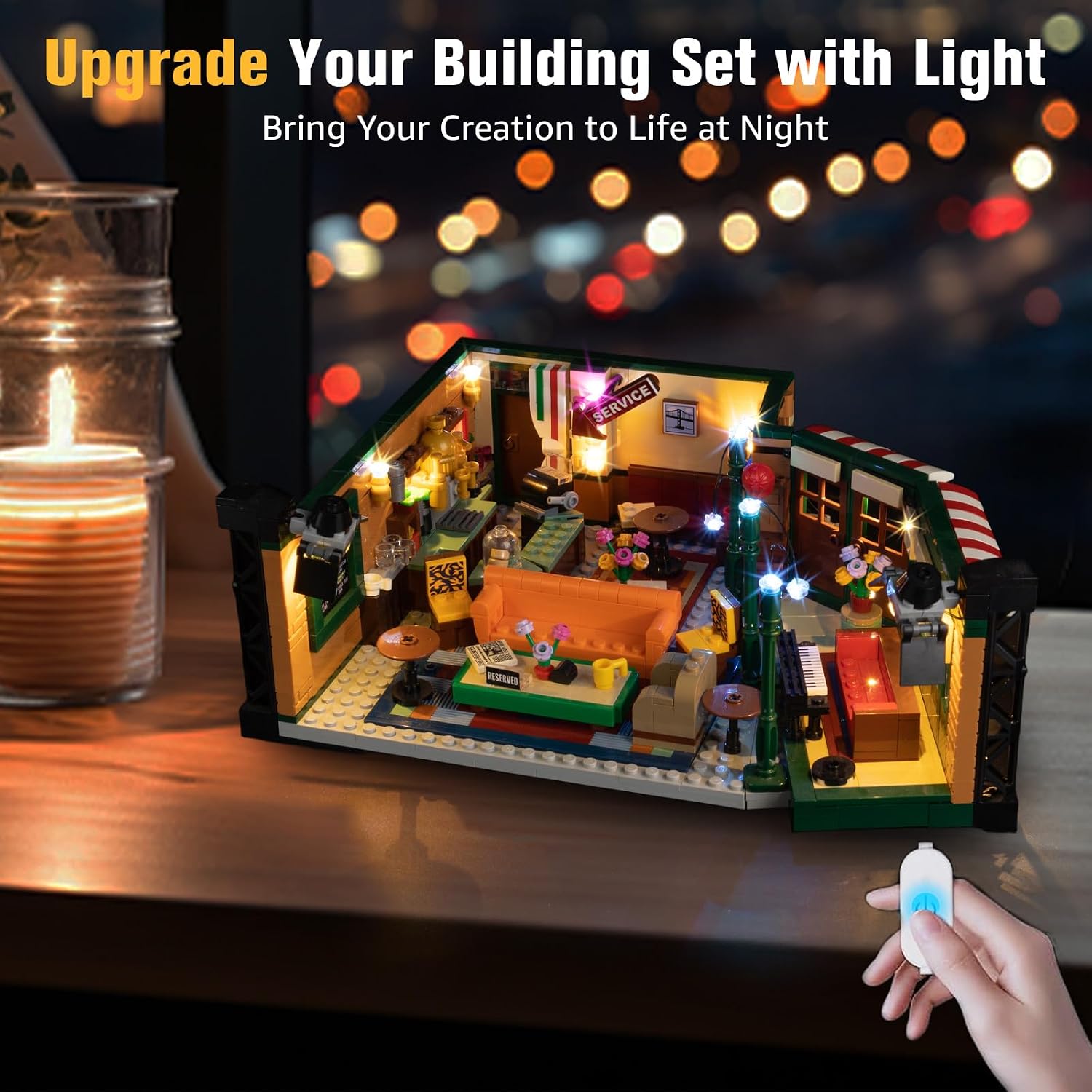 BrickSoul Upgrade Light Kit for Lego 21319 Friends Central Perk Building Set | with ON/Off & Dimmer Switch & Hidden Cable Tech | Easy Install Lighting Set (21319 Set NOT Included)