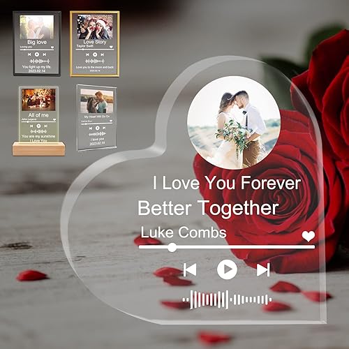 Miniatura 10 de Hapelf Placa de canción acrílica personalizada cubierta de álbum de fotos personalizada código QR regalos personalizados para niños niñas amigos día