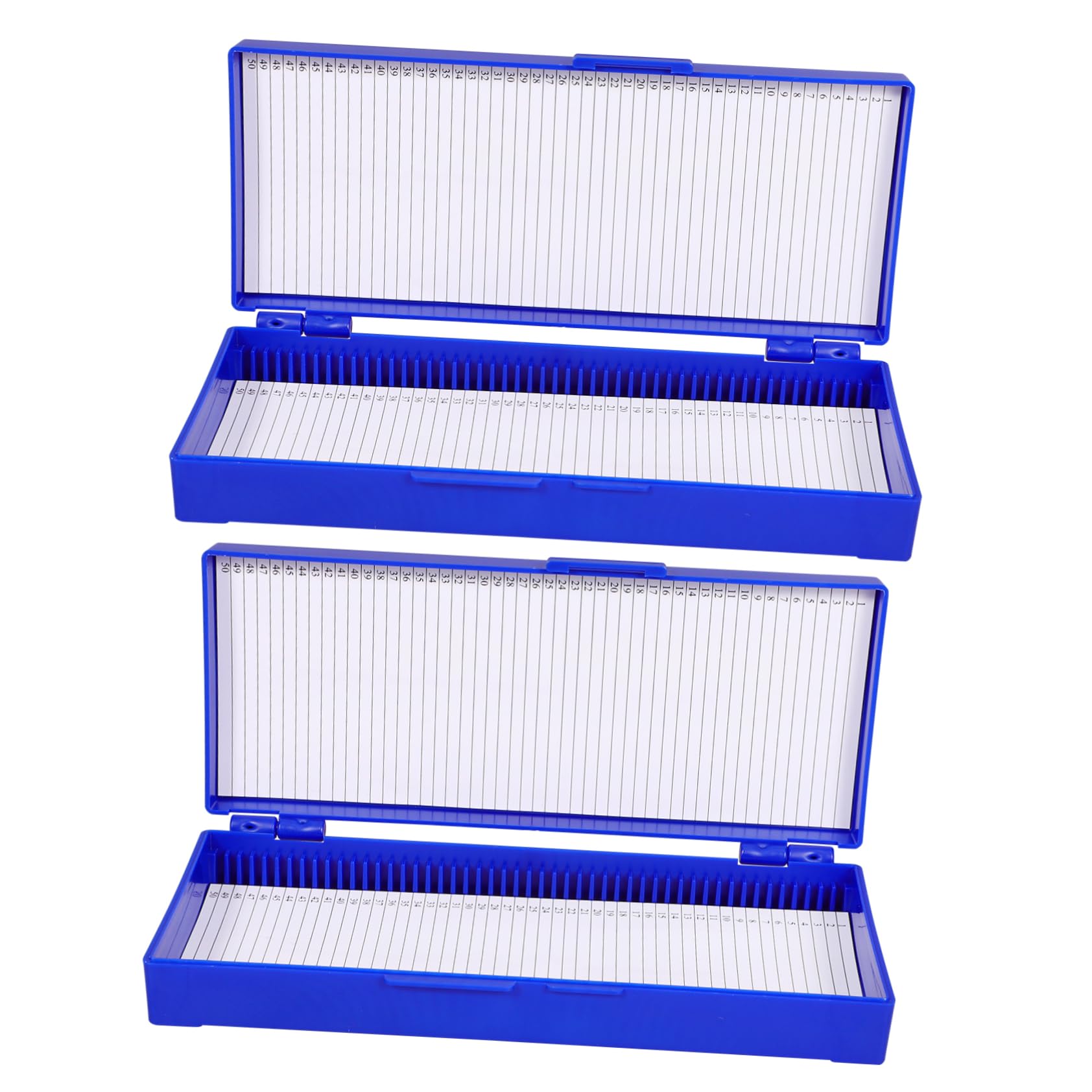 BELLIFFY 2pcs 50 Slide Case Slides Pathological Boxes Bling Badge Reels Black Slides Microscope Slide Drying Rack Accessories Slides Slide Holder Black Organizer Bins Slide Mailer Blue