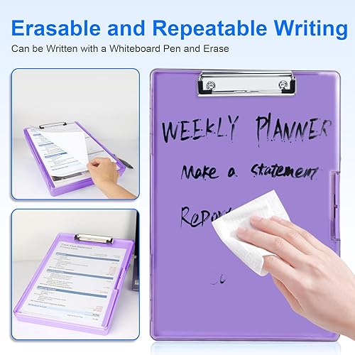 Miniatura 3 de Clearview - Portapapeles con almacenamiento, tableros de clip con 2 fundas de almacenamiento, portapapeles de alta resistencia de 8.5 x 11 pulgadas