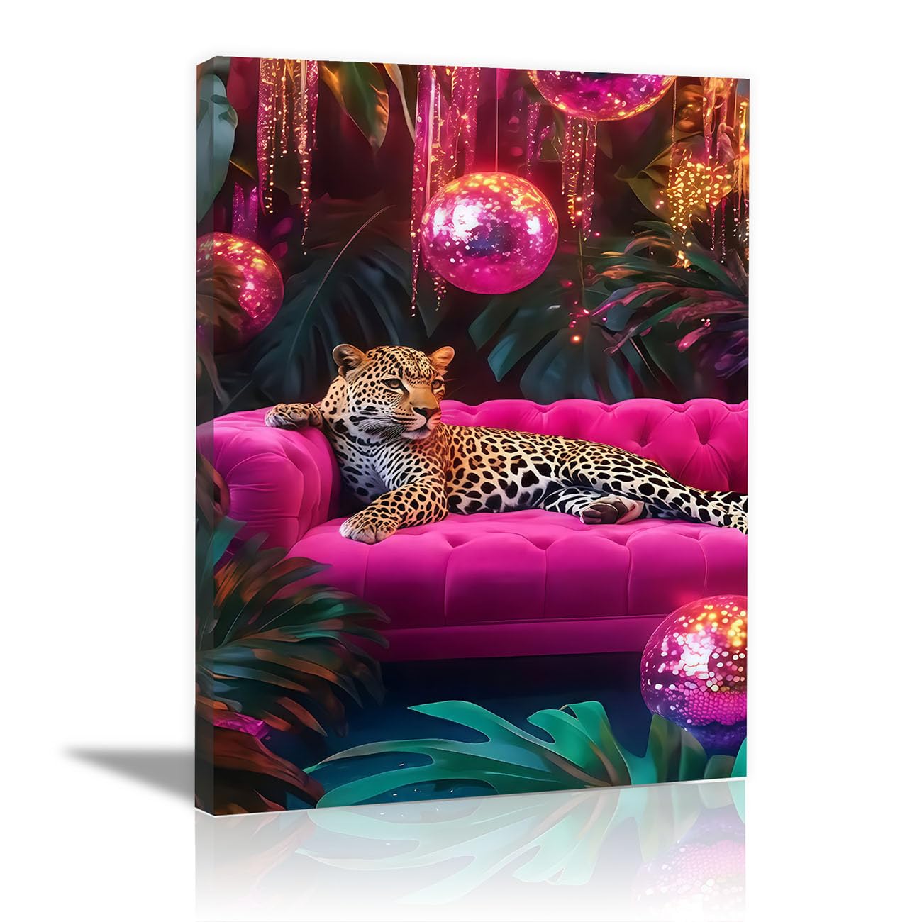 TODOAA Animal Wall Art Decor Modern Abstract Leopard for Living Room Bedroom Bathroom- farmhouse Home Walls Decoration - Abstract Nature Canvas Prints Artwork(Purple 24)-80x120cm Framed — image 1
