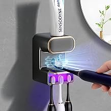 Automatic Electric Toothpaste Dispenser - Wall Mounted with 3 Toothbrush Slots for Kids and Adults (Black)
