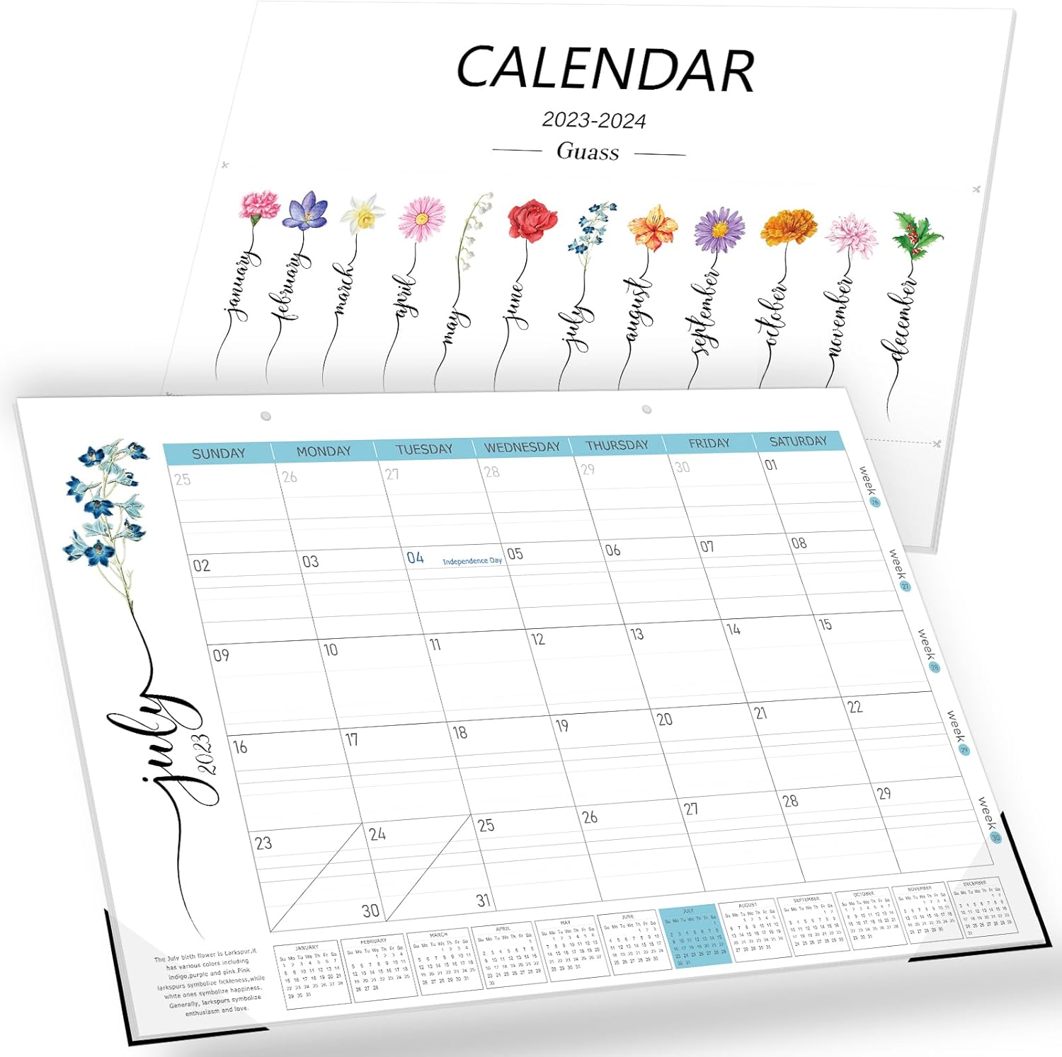 Desk Calendar 20232024 11.5 x 17 Inches Monthly Desk