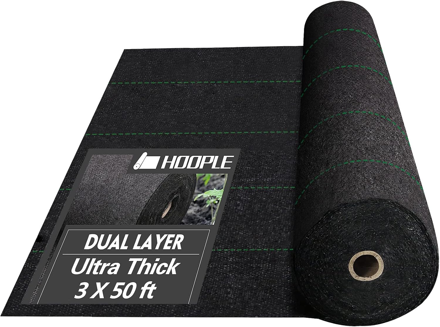 HOOPLE 3 X 50Foot Weed Barrier Fabric, Garden Landscape Fabric, 5Oz